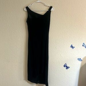 Mid-length Asymmetrical Black Dress